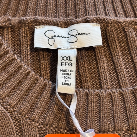 Jessica Simpson Available XL and XXL Ladies' Brown Ribbed Sweater. NEW WITH TAGS - Picture 3 of 16